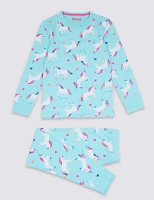 Marks and Spencer  Cotton Unicorn Pyjamas with Stretch (1-16 Years)