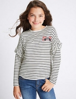 Marks and Spencer  Frill Sleeve Striped Top (3-14 Years)