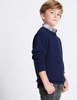 Marks and Spencer  Cotton Rich Mock Shirt Knitted Jumper (3-14 Years)