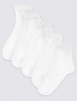 Marks and Spencer  5 Pairs of Freshfeet Cotton Rich Ruffle Socks(2-11 Years)