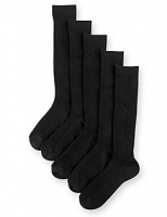 Marks and Spencer  5 Pairs of Freshfeet Cotton Rich Long Ribbed School Socks (5