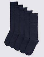 Marks and Spencer  5 Pairs of Freshfeet Heart Print Knee High School Socks (3-1