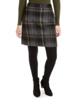 Brushed Check Zip Detail Skirt