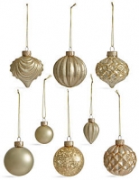 Marks and Spencer  Set of 20 Luxury Gold Glass Tree Decorations