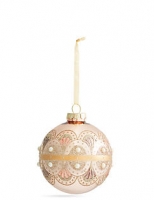 Marks and Spencer  Rose Gold with Pearl Detail Glass Bauble