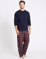 Marks and Spencer  2in Longer Pure Cotton Checked Pyjama Set