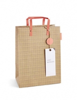 Marks and Spencer  Just Because Checkered Kraft Large Gift Bag