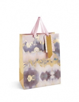 Marks and Spencer  Abstract Texture Pink & Gold Large Gift Bag