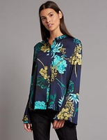 Marks and Spencer  Floral Print Satin Flute Sleeve Shirt