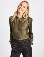 Marks and Spencer  Metallic Notch Neck Long Sleeve Blouse