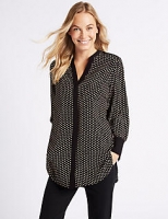 Marks and Spencer  Spotted Notch Neck Long Sleeve Tunic