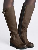Marks and Spencer  Leather Block Heel Side Zip Knee High Boots