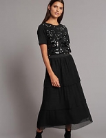 Marks and Spencer  Tiered Mesh A-Line Midi Skirt