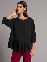 Marks and Spencer  Pleated Round Neck 3/4 Sleeve Blouse