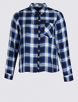 Marks and Spencer  PLUS Checked Ruffle Long Sleeve Shirt