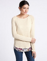 Marks and Spencer  Textured Slash Neck Long Sleeve Top