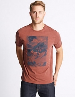 Marks and Spencer  Cotton Rich Printed Crew Neck T-Shirt
