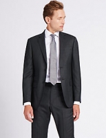 Marks and Spencer  Charcoal Textured Regular Fit Wool Suit