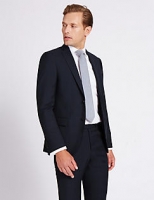 Marks and Spencer  Navy Checked Slim Fit Wool Suit