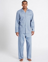 Marks and Spencer  Pure Cotton Herringbone Stripe Pyjama Set