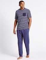 Marks and Spencer  2in Longer Pure Cotton Striped Pyjama Set