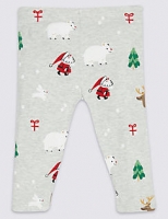 Marks and Spencer  Cotton Christmas Print Leggings with Stretch