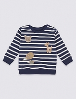 Marks and Spencer  Pure Cotton Striped Applique Sweatshirt