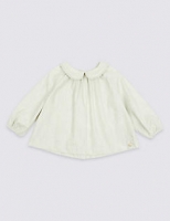 Marks and Spencer  Pure Cotton Woven Frill Collar Top