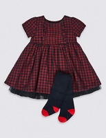Marks and Spencer  2 Piece Checked Dress & Tights Outfit