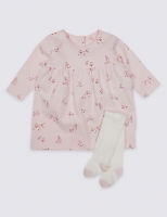 Marks and Spencer  All Over Print Baby Dress with Tights