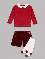 Marks and Spencer  3 Piece Jumper & Shorts Outfit with Tights