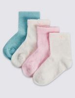 Marks and Spencer  4 Pairs of Cotton Rich Filet Heart StaySoft Assorted Socks (