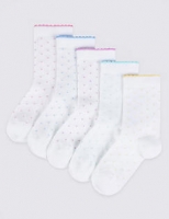 Marks and Spencer  5 Pairs of Freshfeet Spotted Socks (1-6 Years)