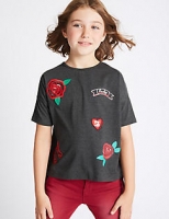 Marks and Spencer  Cotton Blend Crew Neck Top (3-14 Years)