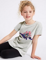 Marks and Spencer  Cotton Rich Sequin Dinosaur Top (3-14 Years)