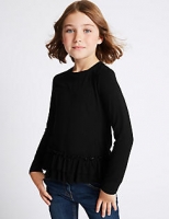 Marks and Spencer  Frill Hem Long Sleeve Top (3-14 Years)
