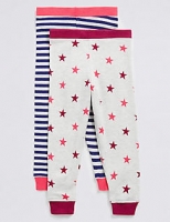 Marks and Spencer  2 Pack Cotton Blend Cuffed Hem Leggings (18 Months - 16 Year