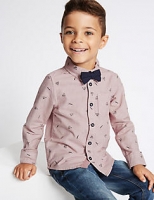 Marks and Spencer  Pure Cotton All Over Print Shirt with Bow Tie (3 Months - 6 