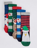 Marks and Spencer  5 Pairs of Cotton Rich Novelty Socks (12 Months - 14 Years)