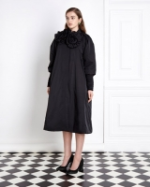 Joanne Hynes Nylon Hand Draped Coat With Removable Floral Br