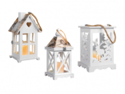 MELINERA Festive Wooden Lantern with Real Wax LED Candle