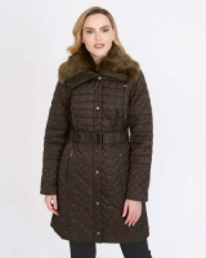 Gallery Belted Faux Fur Coat