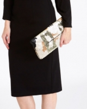 Gallery Black And Gold Sequin Clutch