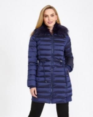 Gallery Faux Fur Collar Padded Coat
