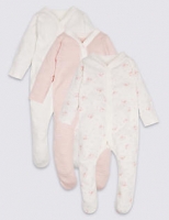 Marks and Spencer  3 Pack Animal Print Pure Cotton Sleepsuits