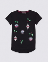 Marks and Spencer  Pure Cotton Sequin Top (3-14 Years)