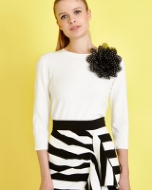Savida Spotted Mesh Flower Jumper