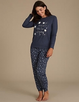 Marks and Spencer  Cotton Rich Printed Long Sleeve Pyjamas