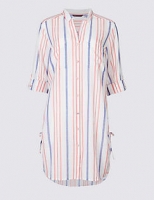 Marks and Spencer  Pure Cotton Striped Long Sleeve Shirt Dress