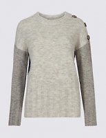 Marks and Spencer  Colour Block Ribbed Round Neck Jumper